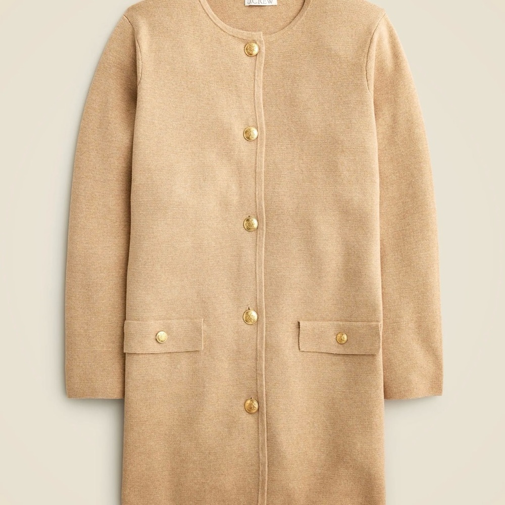 J Crew Tan Long Cardigan/Blazer